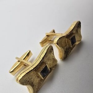 Gold Cufflinks with Blue Accent